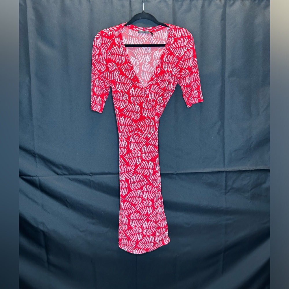 Red summer wrap dress